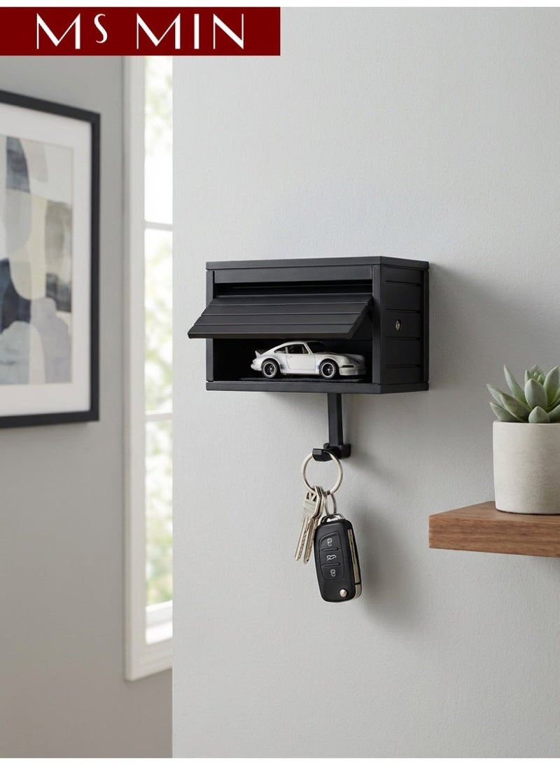 MS MIN Automatic Garage Style Key Holder with Storage Box, Creative Wall-Mounted Key Hook Organizer, Gravity-Activated Open & Close Key Hanger for Home Entryway - Image 4